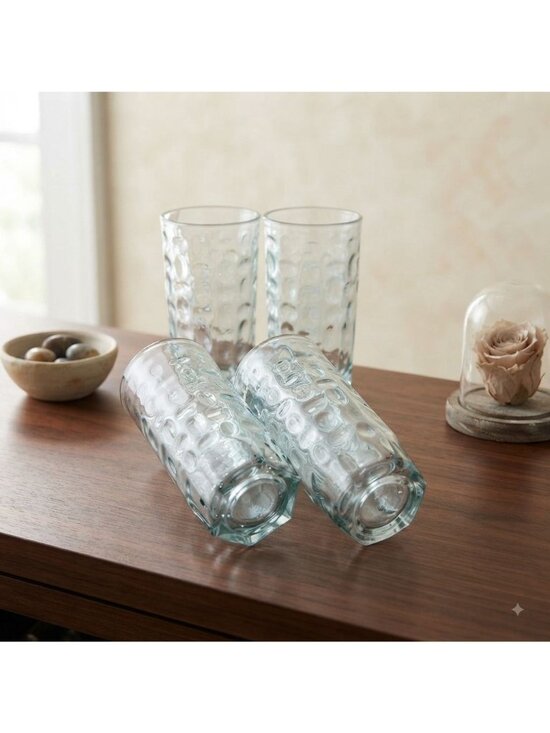 Crisa Glass Other - Vintage Libbey Crisa Dimpled Dots Juice Glasses Octagonal Base 5" Set of 4